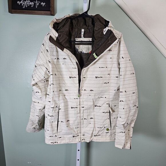 Burton Concert Birds On A Wire Hooded Snow Jacket Cream/Brown Womens Medium - Picture 3 of 12